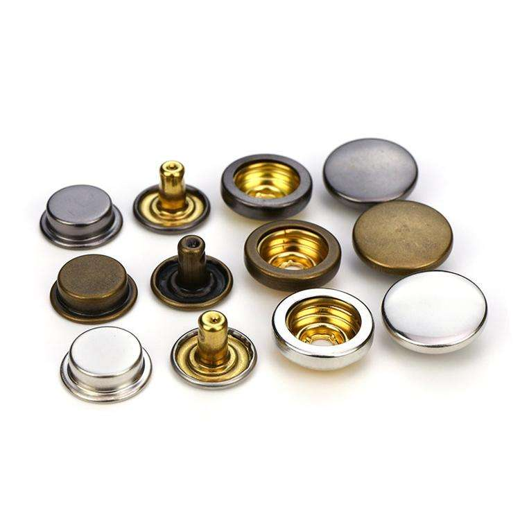 Yanxuan Small MOQ Logo Customized Metal Fastener Four Parts Snap Brass Press Snap Button for Clothes