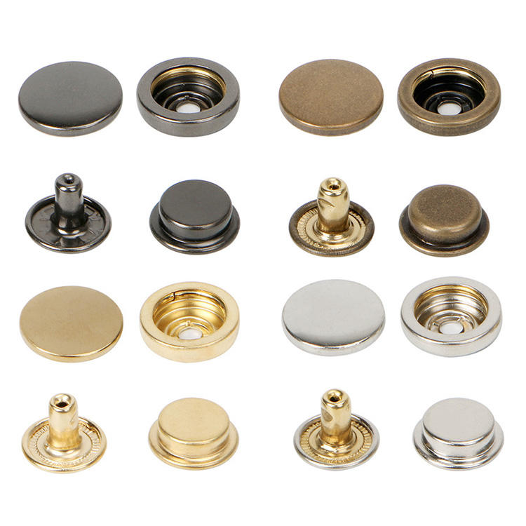 Yanxuan Small MOQ Logo Customized Metal Fastener Four Parts Snap Brass Press Snap Button for Clothes