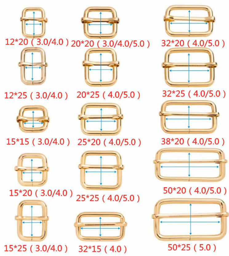 High Quality Wholesale Square Metal Adjust Belt Ring Handbag Parts Tri Glide Slider Buckles Special Bag Accessories