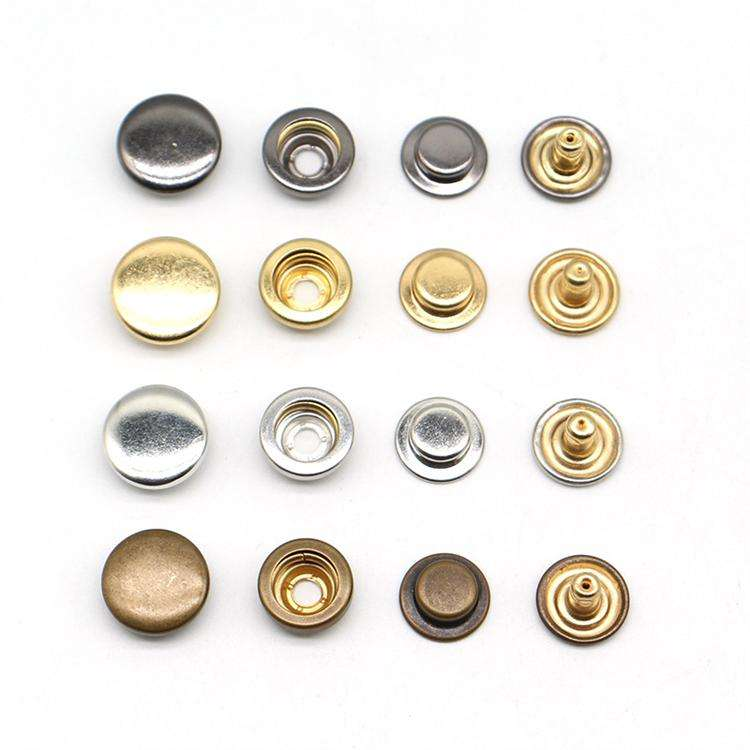 Yanxuan Small MOQ Logo Customized Metal Fastener Four Parts Snap Brass Press Snap Button for Clothes
