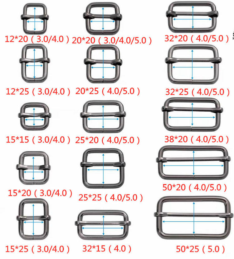High Quality Wholesale Square Metal Adjust Belt Ring Handbag Parts Tri Glide Slider Buckles Special Bag Accessories