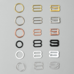 Underwear Accessories Zinc Alloy Buckle Hook and Slider with Comfortable Silver Metal Ring for Bra