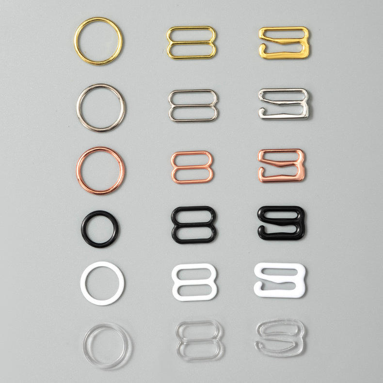 Underwear Accessories Zinc Alloy Buckle Hook and Slider with Comfortable Silver Metal Ring for Bra