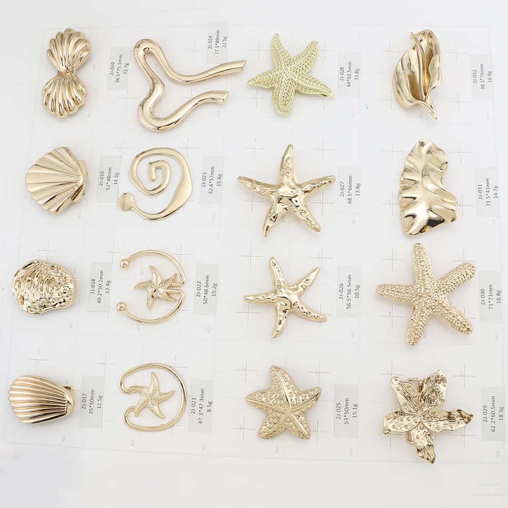 Factory Custom Logo Gold Eco-Friendly Irregular Metal Pin Zinc Alloy Women Shoes Dress Swimwear Belt Decoration Clasp Buckle