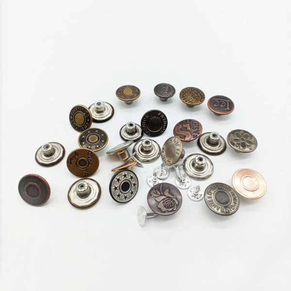 New Style High Quality Classic 17mm Shank Plating Metal Jeans Buttons with Custom Logo and Denim Rivets for Jeans