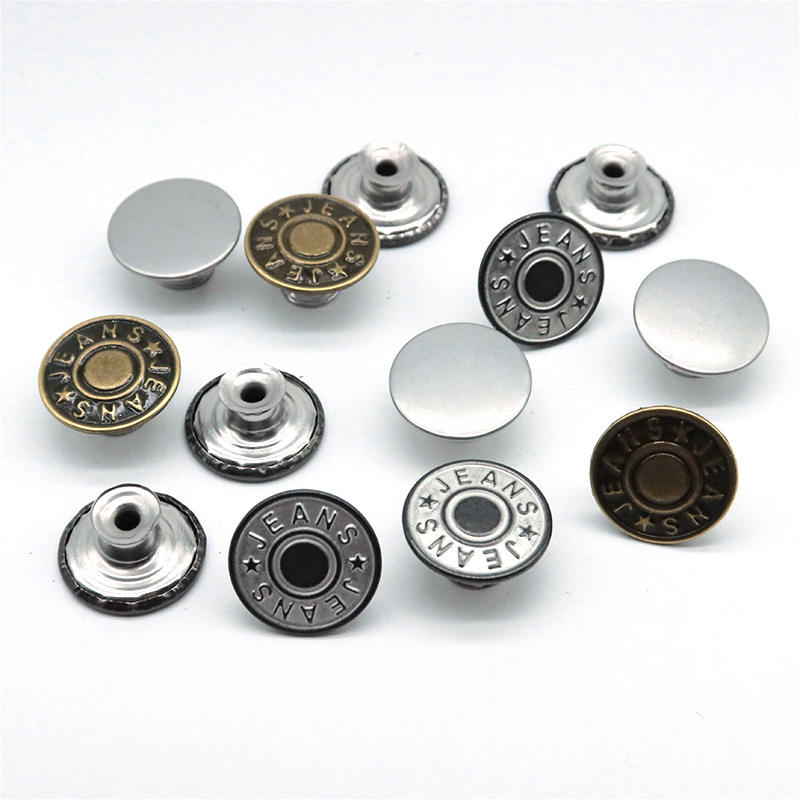 Washable Custom Jeans Rivet Engraved Logo Stainless Steel Jeans Buttons for Denim Clothes