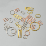 Underwear Accessories Zinc Alloy Buckle Hook and Slider with Comfortable Silver Metal Ring for Bra