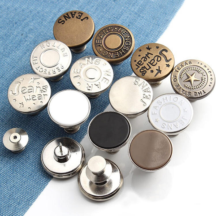 Yanxuan Denim Button Easy Hand Install Rivets Jeans Button Zinc Alloy Metal Wholesale Factory Price Logo Customized Plating