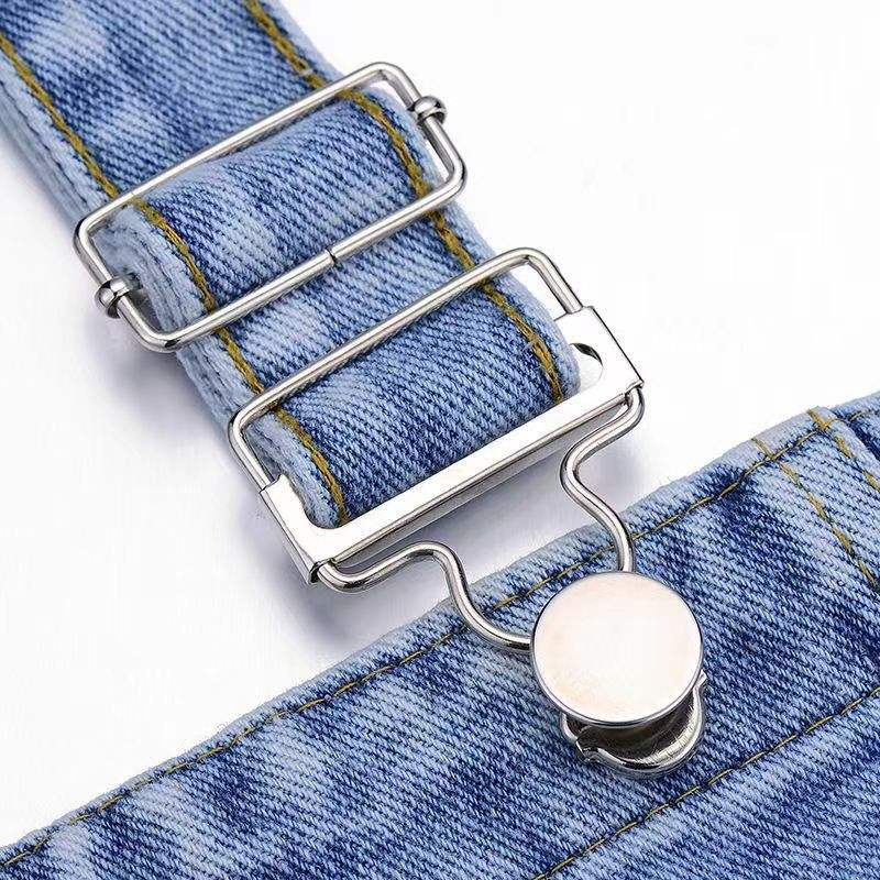 Vintage Boot Cut Waterproof Bow Print Bib Overalls Nylon Cotton Dungarees Adjustable Straps Metal D-Ring Workwear