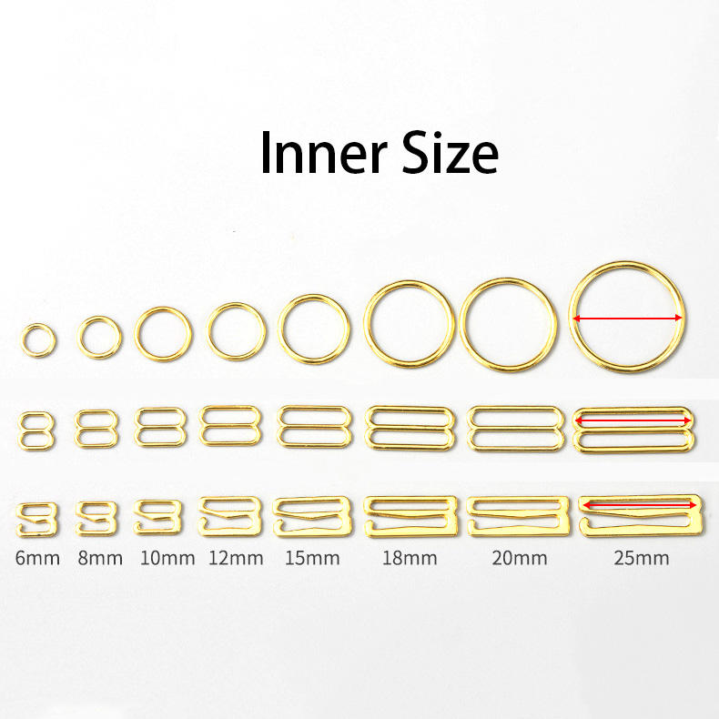 Underwear Accessories Zinc Alloy Buckle Hook and Slider with Comfortable Silver Metal Ring for Bra