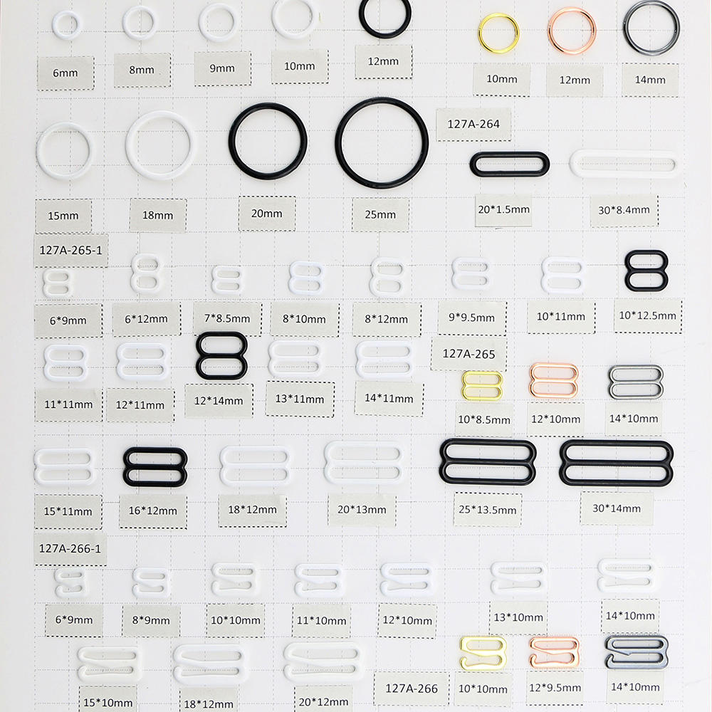 Underwear Accessories Zinc Alloy Buckle Hook and Slider with Comfortable Silver Metal Ring for Bra