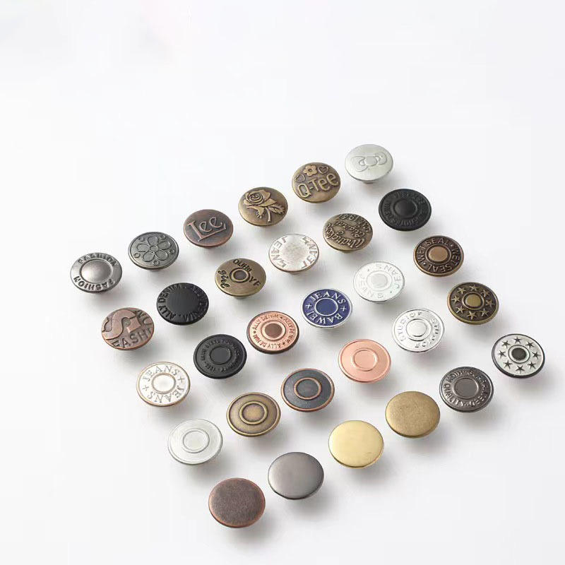 New Style High Quality Classic 17mm Shank Plating Metal Jeans Buttons with Custom Logo and Denim Rivets for Jeans