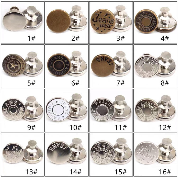 Yanxuan Denim Button Easy Hand Install Rivets Jeans Button Zinc Alloy Metal Wholesale Factory Price Logo Customized Plating