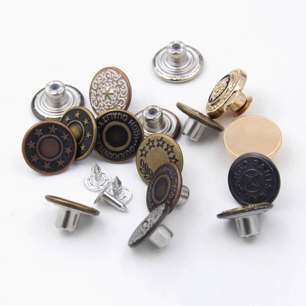 New Style High Quality Classic 17mm Shank Plating Metal Jeans Buttons with Custom Logo and Denim Rivets for Jeans