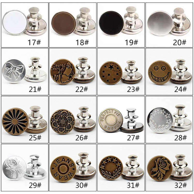 Yanxuan Denim Button Easy Hand Install Rivets Jeans Button Zinc Alloy Metal Wholesale Factory Price Logo Customized Plating