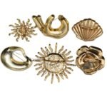 UCHARMD Metal Buttons Brooch for Underwear Floral Gold Cover Cufflinks Irregular Shapes Sun Design BT079