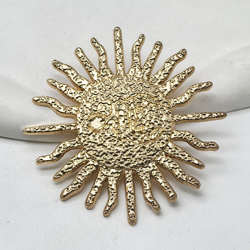 UCHARMD Metal Buttons Brooch for Underwear Floral Gold Cover Cufflinks Irregular Shapes Sun Design BT079