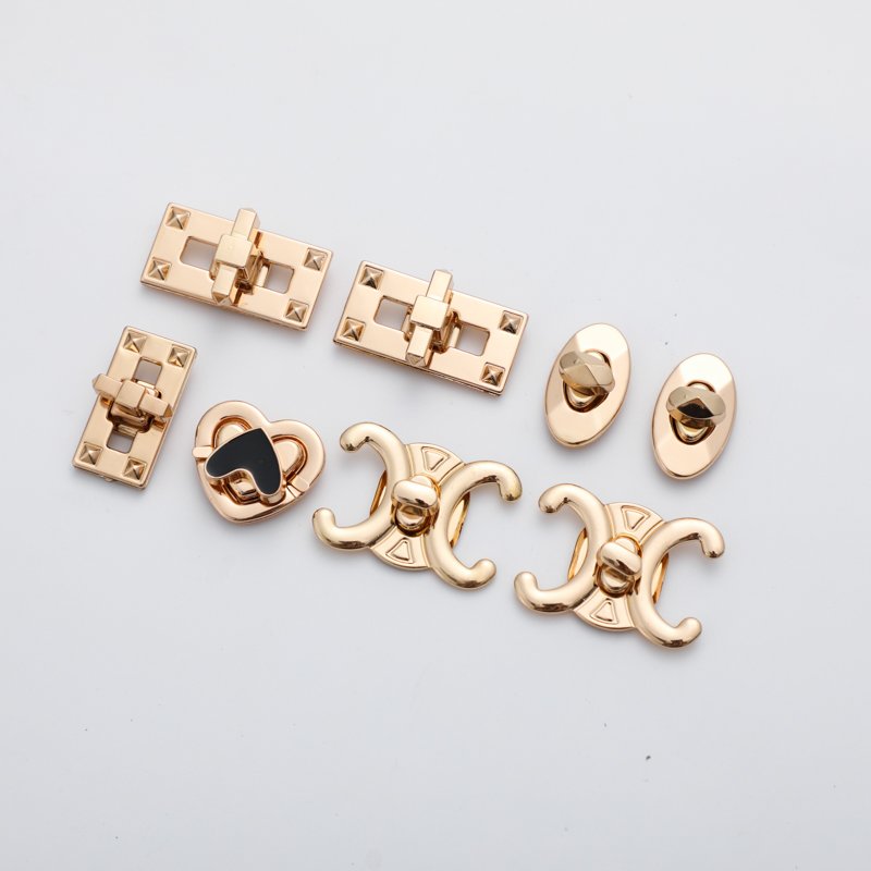 Luxury Handbag Accessories Metal Twist Bag Lock Flower Heart Shape Shape Turn Lock for Purse Bag
