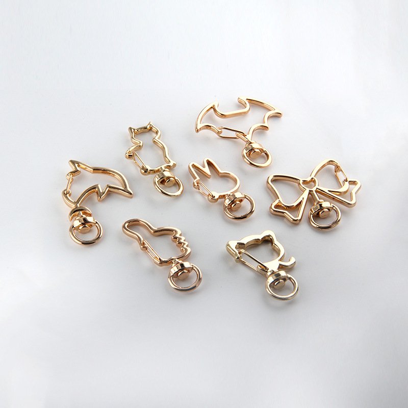 Gold Plated Swivel Keychain Clasps Zinc Alloy Snap Hooks in Assorted Shapes for DIY Jewelry Making Bag Charm Accessories