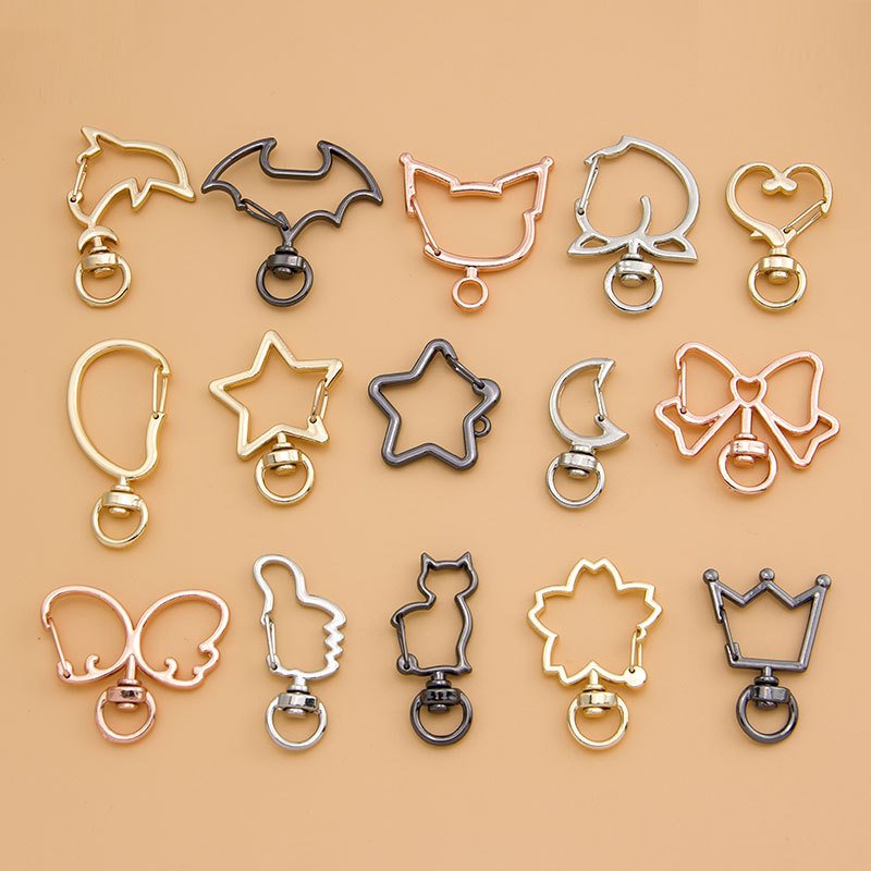 Gold Plated Swivel Keychain Clasps Zinc Alloy Snap Hooks in Assorted Shapes for DIY Jewelry Making Bag Charm Accessories