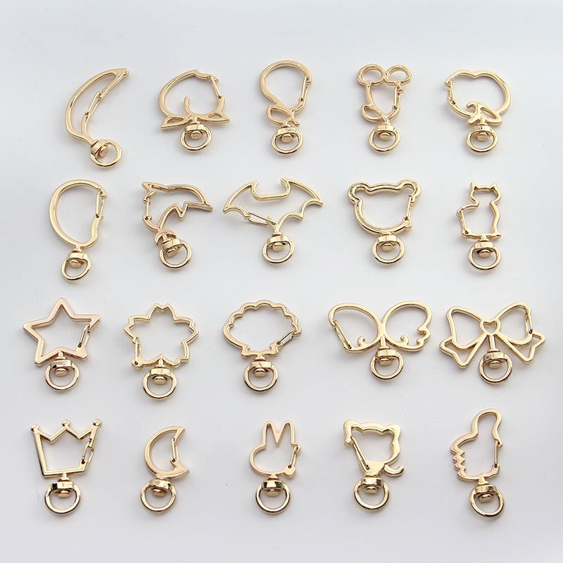 Gold Plated Swivel Keychain Clasps Zinc Alloy Snap Hooks in Assorted Shapes for DIY Jewelry Making Bag Charm Accessories