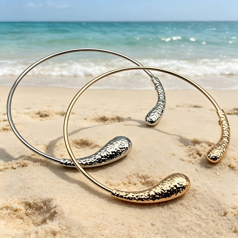 Factory High Quality Eco-Friendly Nickel-Free Durable Metal Open Collarbone Necklace Geometric Rigid Cuff Choker Bulk Zinc Alloy