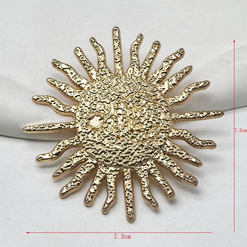 UCHARMD Metal Buttons Brooch for Underwear Floral Gold Cover Cufflinks Irregular Shapes Sun Design BT079