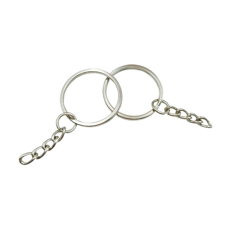 Simple Cheap Promotional 25MM Round Iron Metal Keychains Keychain Accessories With Chain