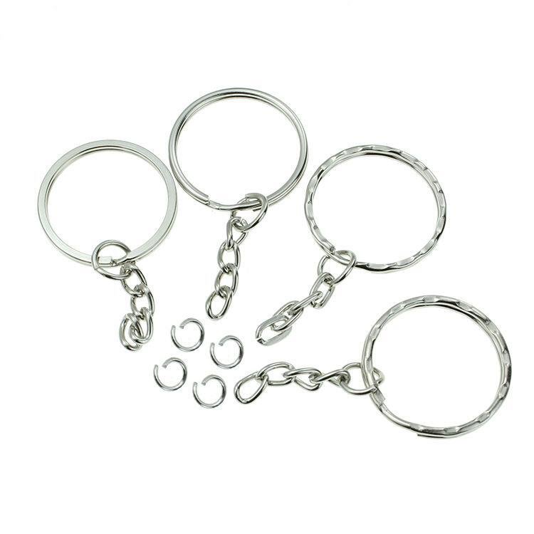 Simple Cheap Promotional 25MM Round Iron Metal Keychains Keychain Accessories With Chain
